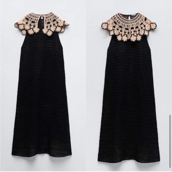 ZARA KNIT PETER PAN COLLAR DRESS - Picture 2 of 6